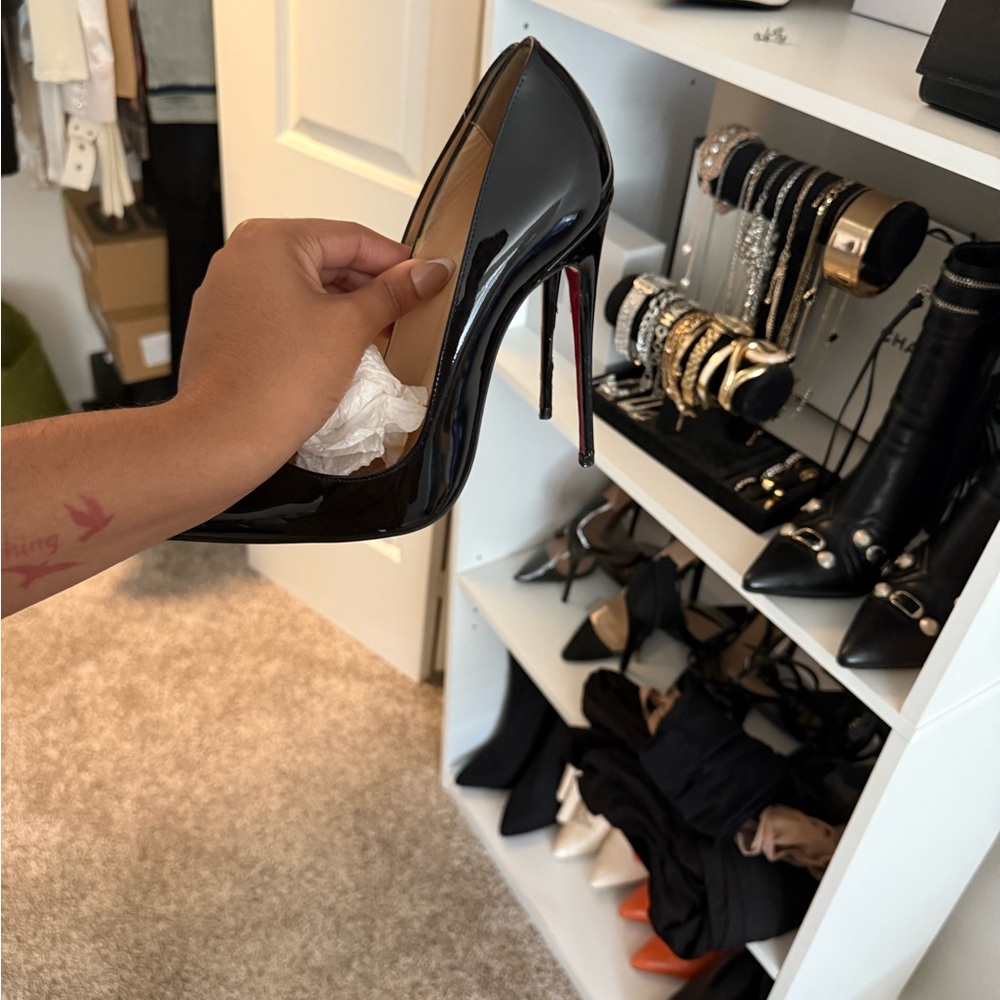 Christian Louboutin “So Kate” Glossy Black and Red Heels - Picture 3 of 6